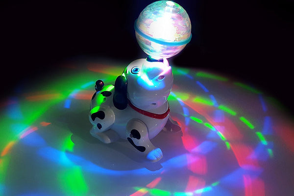 Cute Dancing Dog Toy with Reflected 3D Lights and Wonderful Music Battery Operated