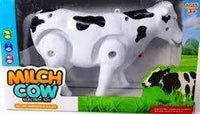 Battery Operated Funny Walking Musical Milk Cow Toy For Kids - Black & White